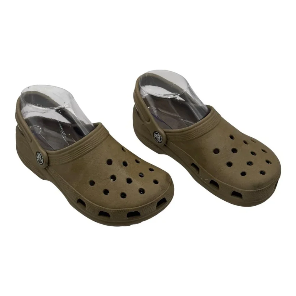Crocs Shoes Youth Unisex 3 Boys Tan Solid Classic Clog Retro‎ Outdoor